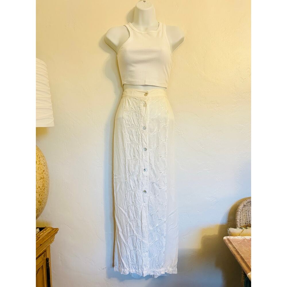 Cache Pearl Embroidered maxi skirt